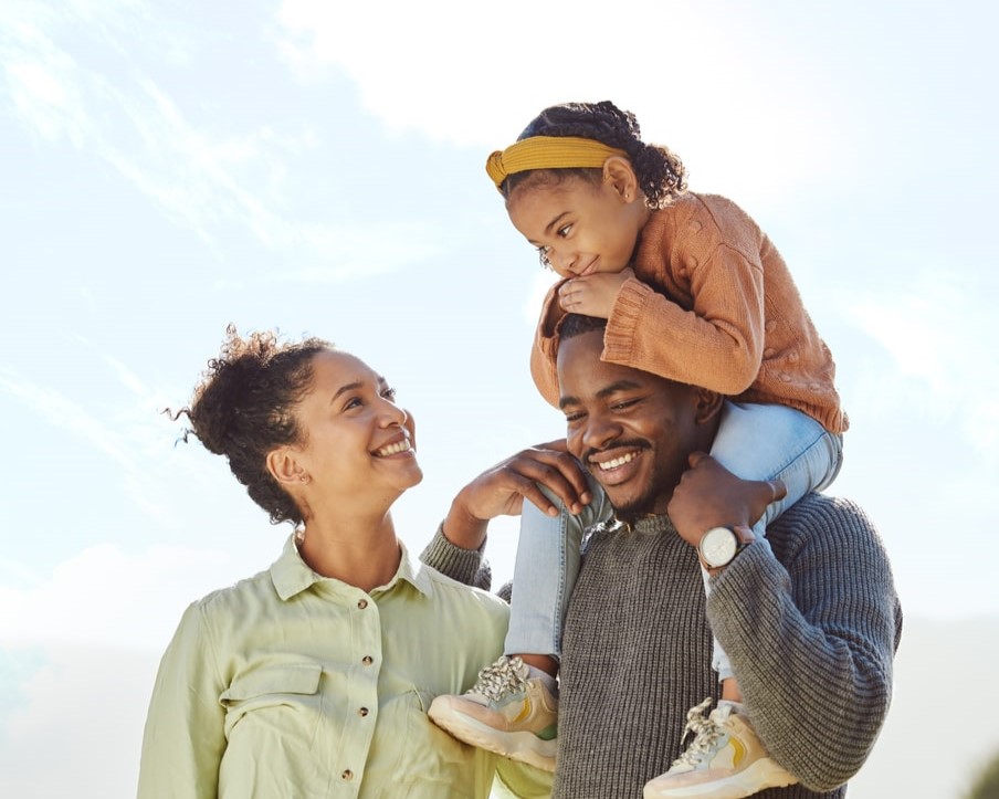 Family enjoy a country walk
