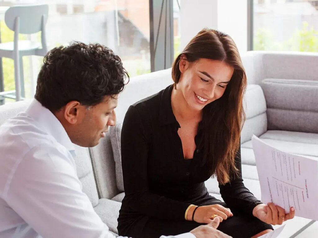 Consultant talking to a client