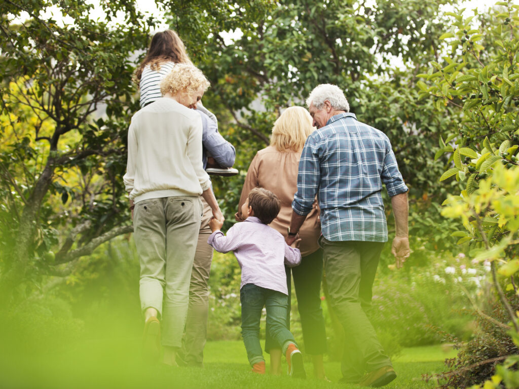 Family walk in the park
