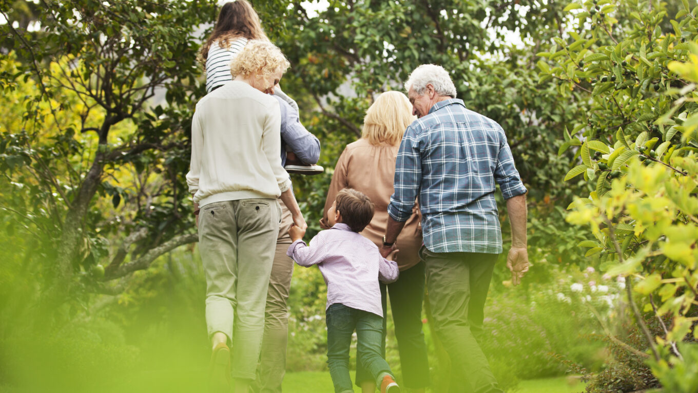 Family walk in the park