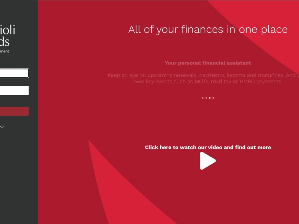 The Mattioli Woods Go log-in screen