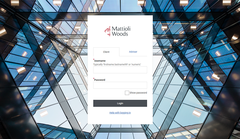The Total Wealth Portal log-in screen