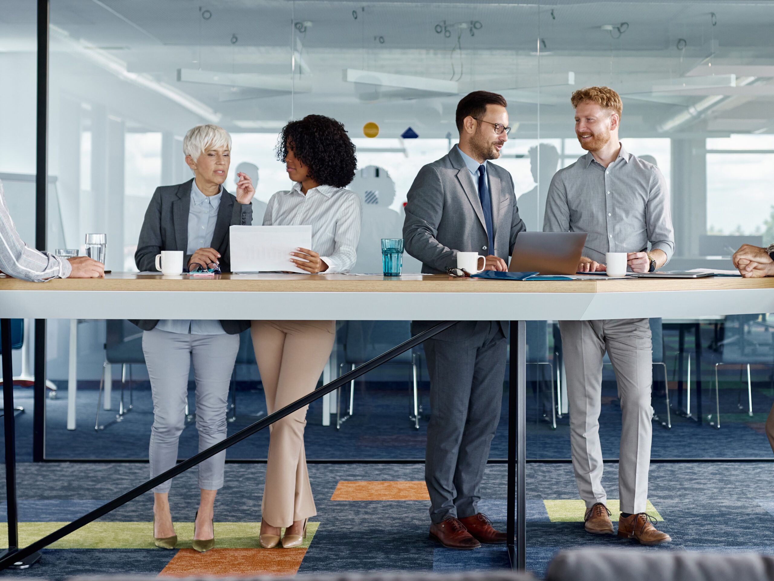 A group of people in an office