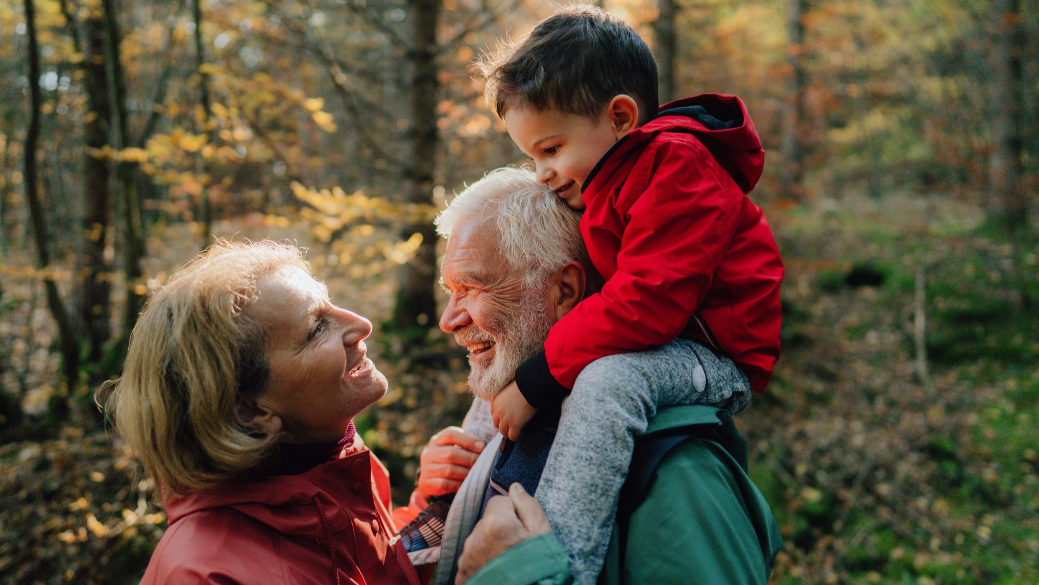 Grandparents taking grandson hiking