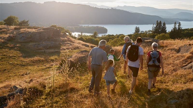 A family going for a hike